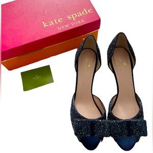 Kate Spade Charm Bow Glitter Slingback Heels